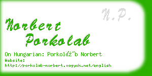 norbert porkolab business card